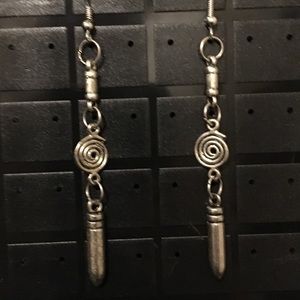 One of a kind, handmade Spiral bullet Earrings